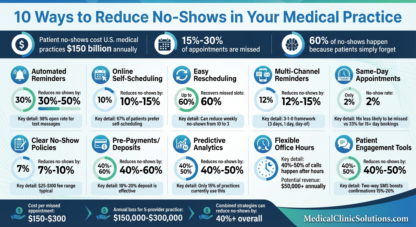 10 Proven Strategies to Reduce Medical Practice No-Shows with Success Rates