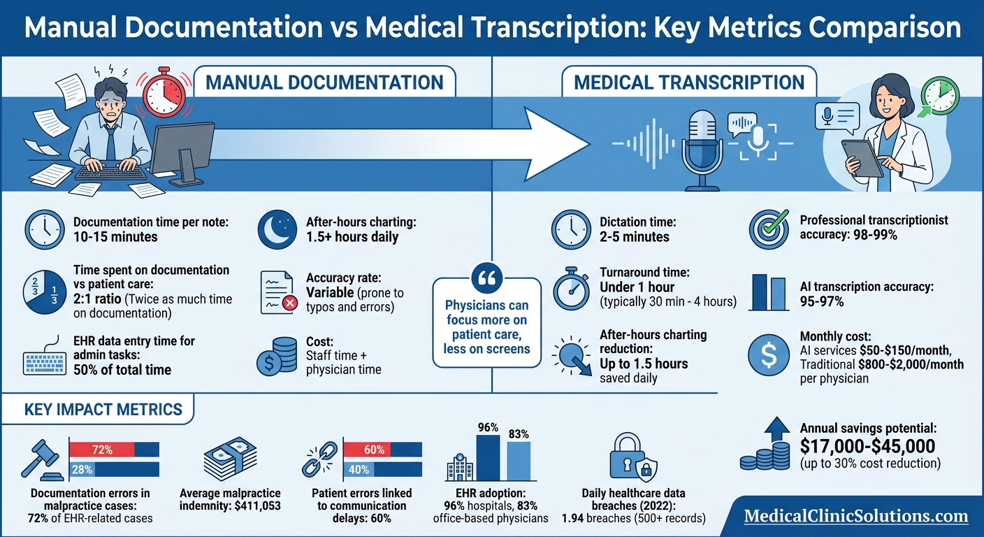 Manual Documentation vs Medical Transcription: Time and Cost Comparison