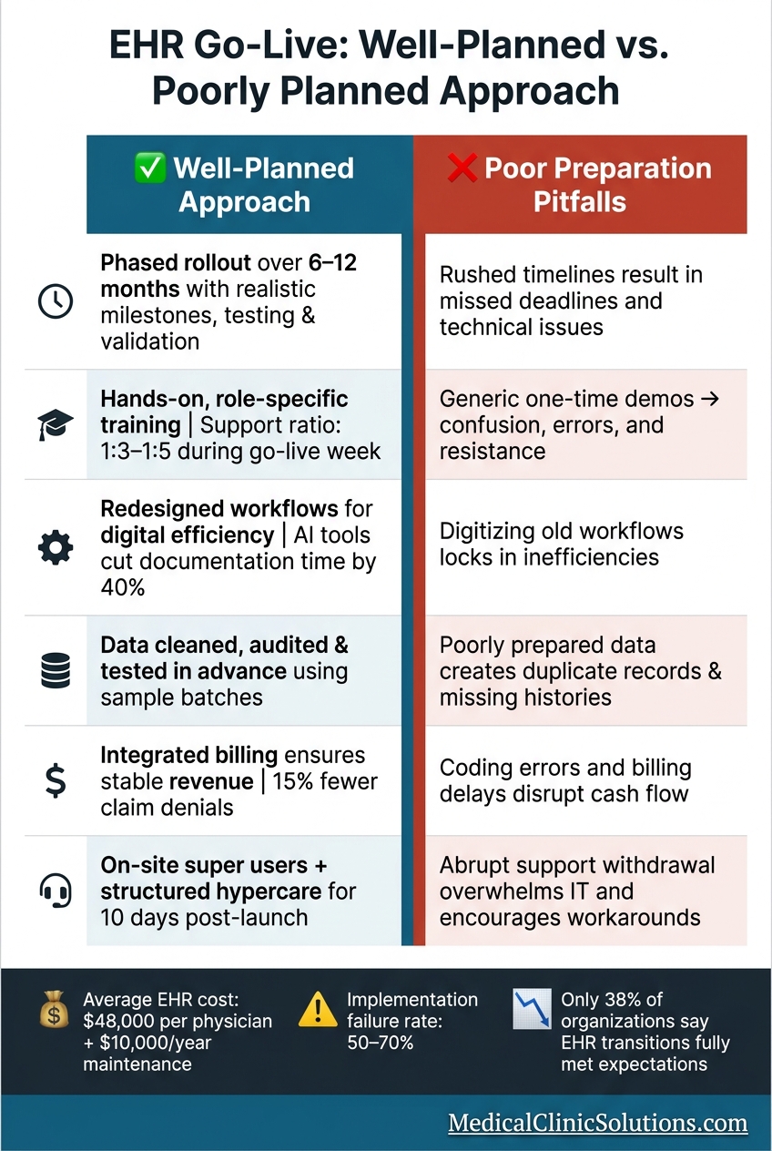 EHR Go-Live: Well-Planned vs. Poorly Planned Approach