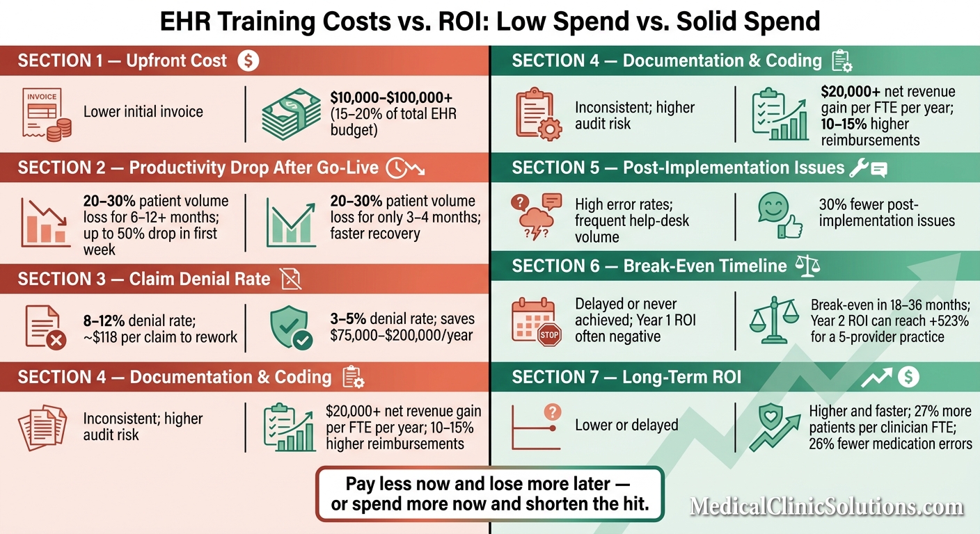 EHR Training Investment: Low vs. Solid Spend - Costs, ROI & Break-Even